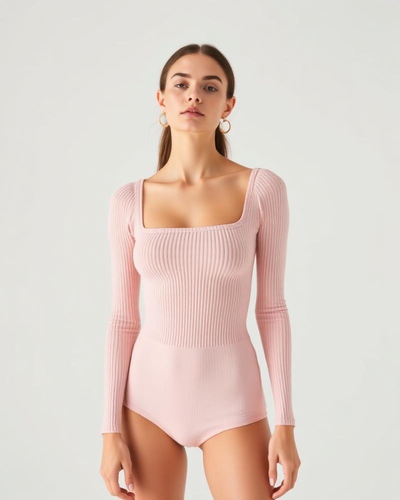 Ribbed Square Neck Bodysuit